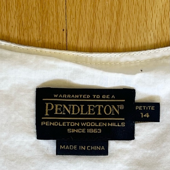 Pendleton White & Navy Windowpane Dress 14 Petite 100% Cotton Classic Coastal - Picture 2 of 6